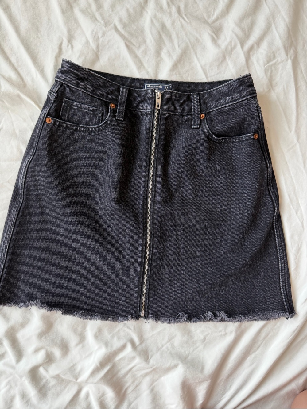 Abercrombie & Fitch Black Denim Zip-Front Mini Skirt